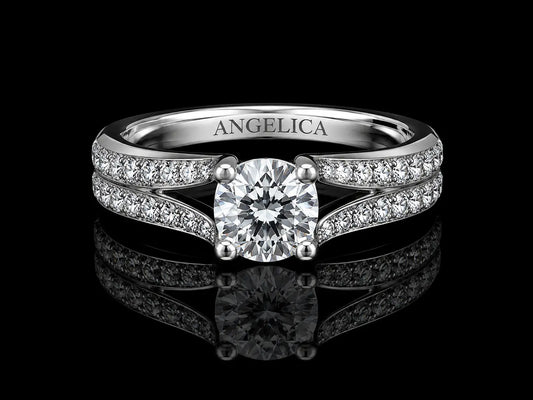 18K White Gold Split Shank Diamond Engagement Ring – 0.73 CT Total Diamond Weight Angelica Jewellers
