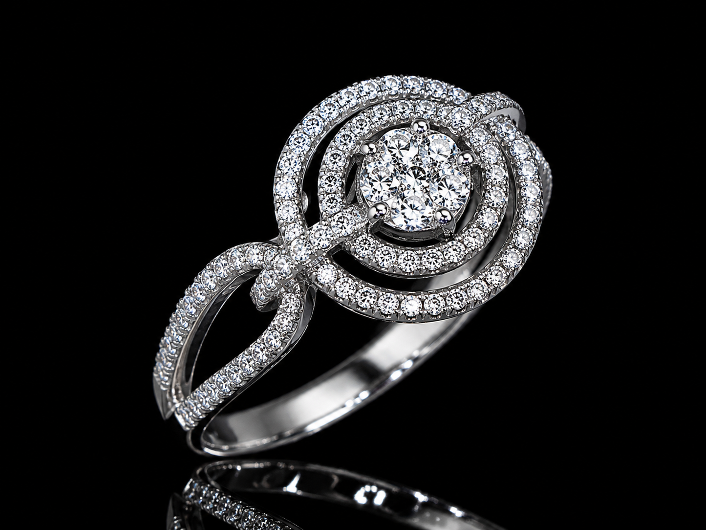 14K White Gold Princess Cluster Diamond Ring – 0.60 CT (Copy) Angelica Jewellers