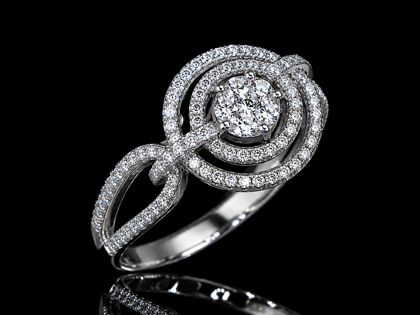 14K White Gold Princess Cluster Diamond Ring – 0.60 CT (Copy) Angelica Jewellers