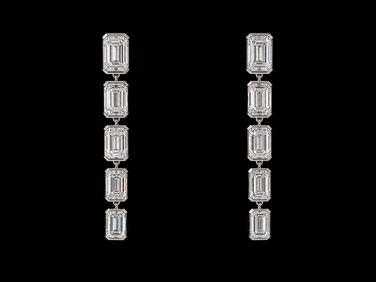14K White Gold Lab-Grown Emerald Cut Diamond Push Pin Drop Earrings – 2.08 CTW VS/VVS D–F superbell