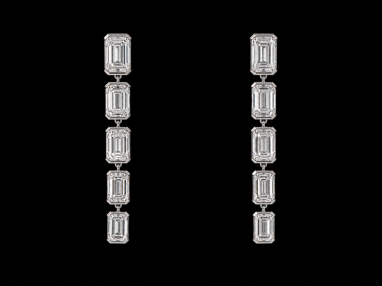 14K White Gold Lab-Grown Emerald Cut Diamond Push Pin Drop Earrings – 2.08 CTW VS/VVS D–F superbell