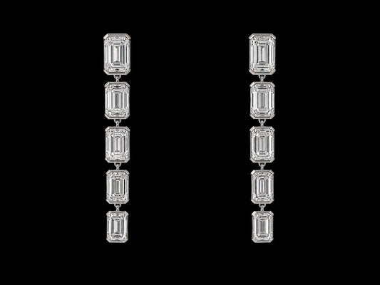 14K White Gold Lab-Grown Emerald Cut Diamond Push Pin Drop Earrings – 2.08 CTW VS/VVS D–F superbell