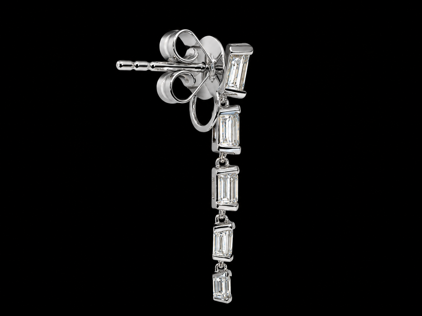 14K White Gold Lab-Grown Emerald Cut Diamond Push Pin Drop Earrings – 2.08 CTW VS/VVS D–F superbell
