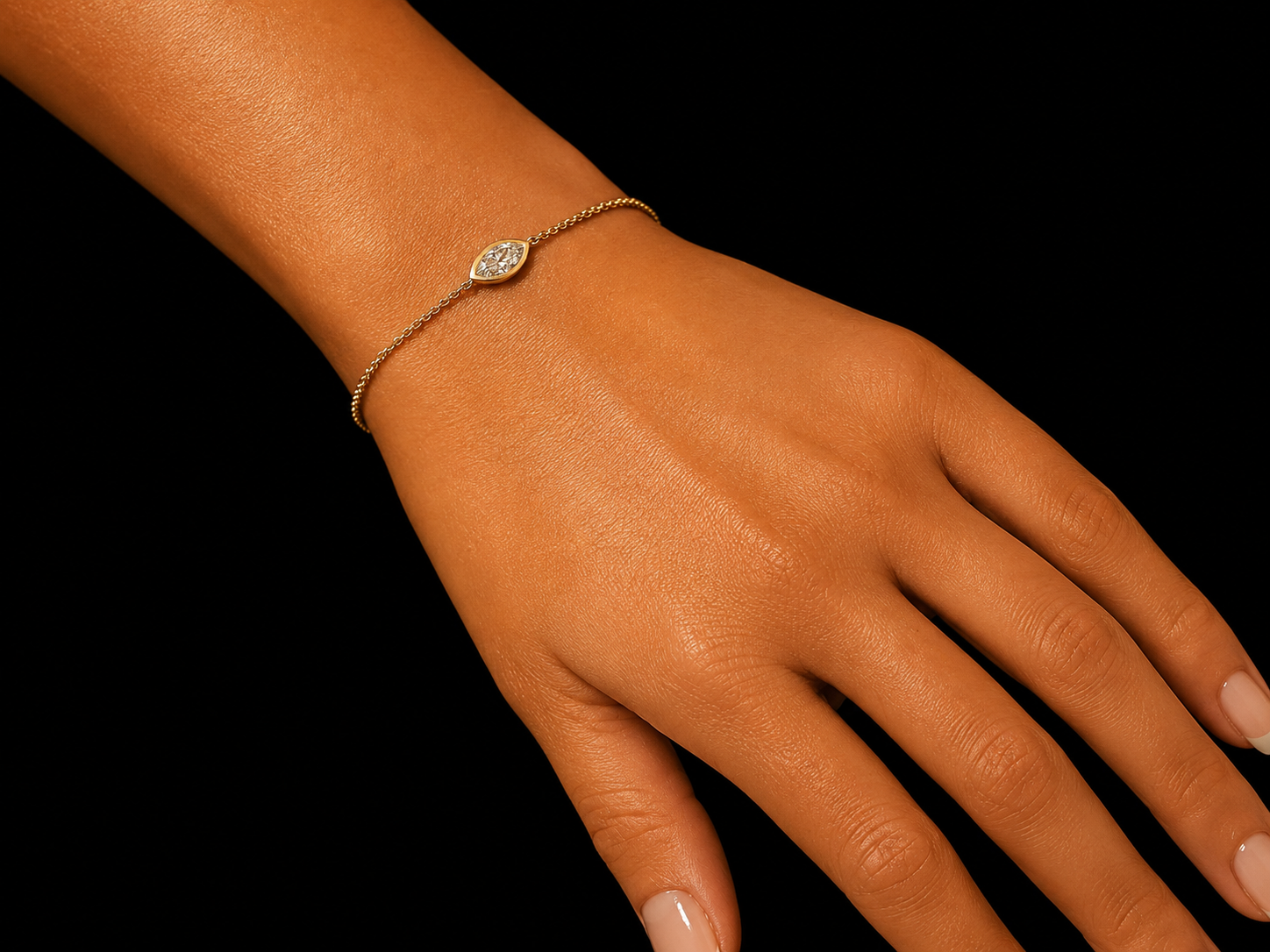 14K Yellow Gold Evil Eye Bracelet with 0.46 CT Marquise Lab-Grown Diamond Angelica Jewellers
