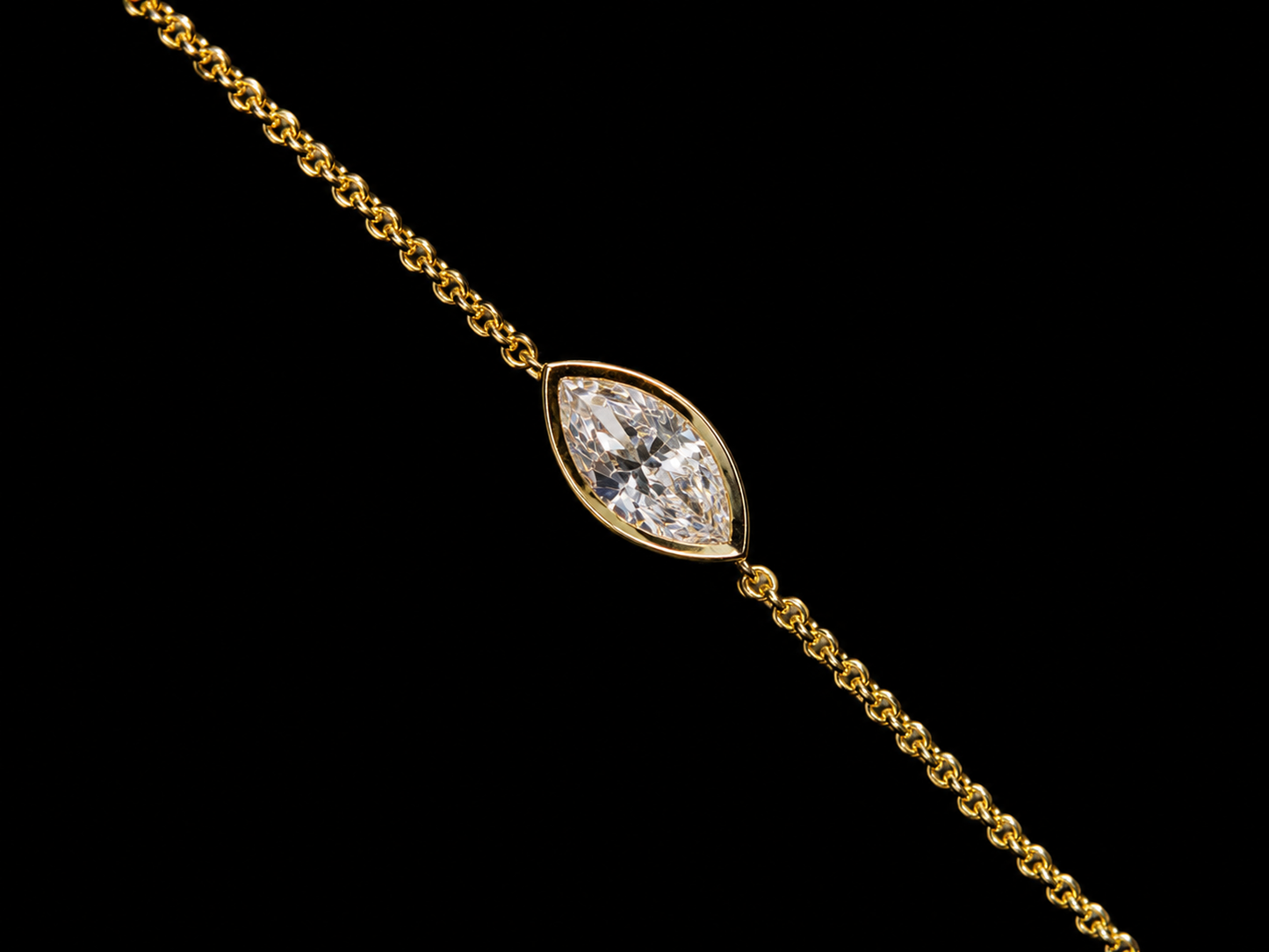 14K Yellow Gold Evil Eye Bracelet with 0.46 CT Marquise Lab-Grown Diamond Angelica Jewellers