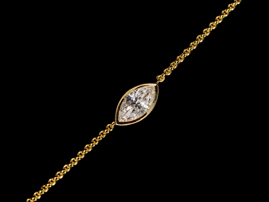 18K Yellow Gold Evil Eye Bracelet with 0.46 CT Marquise Lab-Grown Diamond Angelica Jewellers