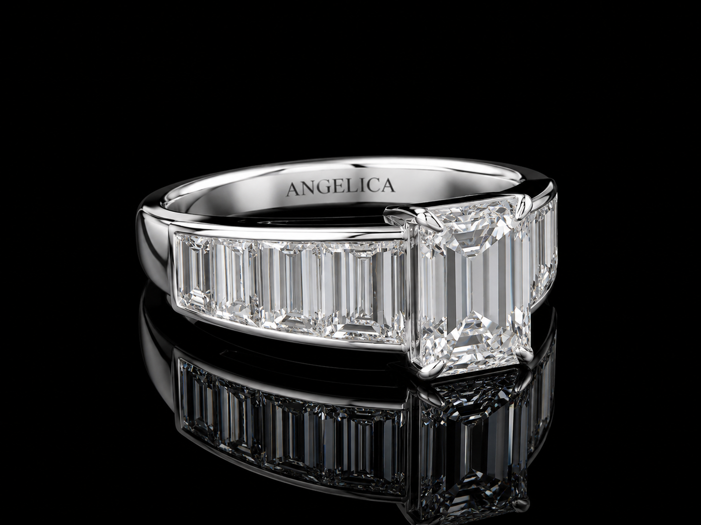 14K White Gold Emerald-Cut Lab-Grown Diamond Engagement Ring – 3.72 CTW | IGI Certified (Copy) Angelica Jewellers