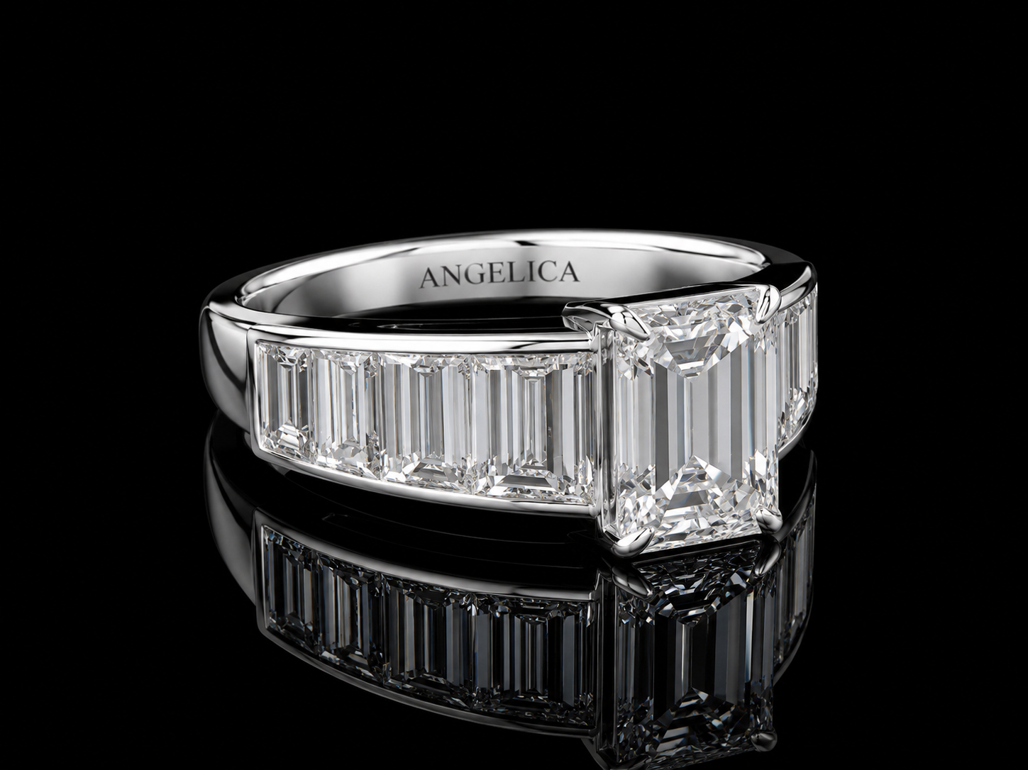14K White Gold Emerald-Cut Lab-Grown Diamond Engagement Ring – 3.72 CTW | IGI Certified (Copy) Angelica Jewellers
