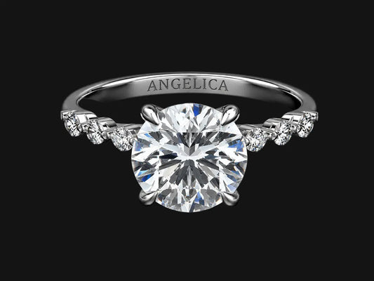 14K White Gold IGI Certified 3.00 CT Round Brilliant Diamond Engagement Ring Angelica Jewellers