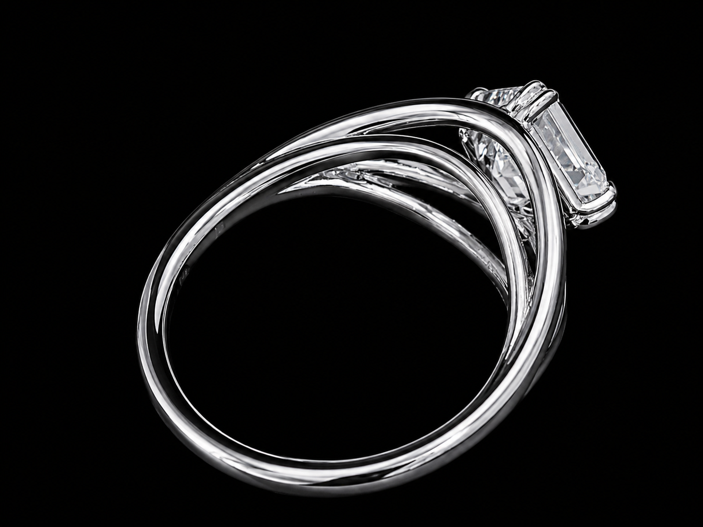 14K White Gold Split Shank Asscher-Cut Diamond Engagement Ring – 2.52 CT E VVS2 IGI Certified Angelica Jewellers