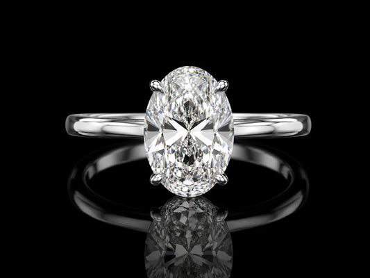 14K White Gold 2.00 CT Oval Lab-Grown Diamond Solitaire Engagement Ring Angelica Jewellers