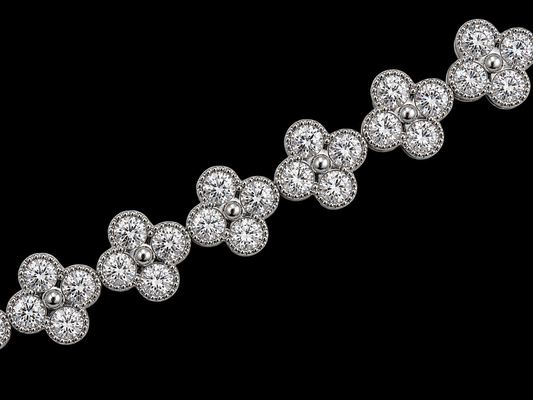 14K White Gold Clover Lab-Grown Diamond Bracelet – 4.03 CT VS–VVS F Angelica Jewellers