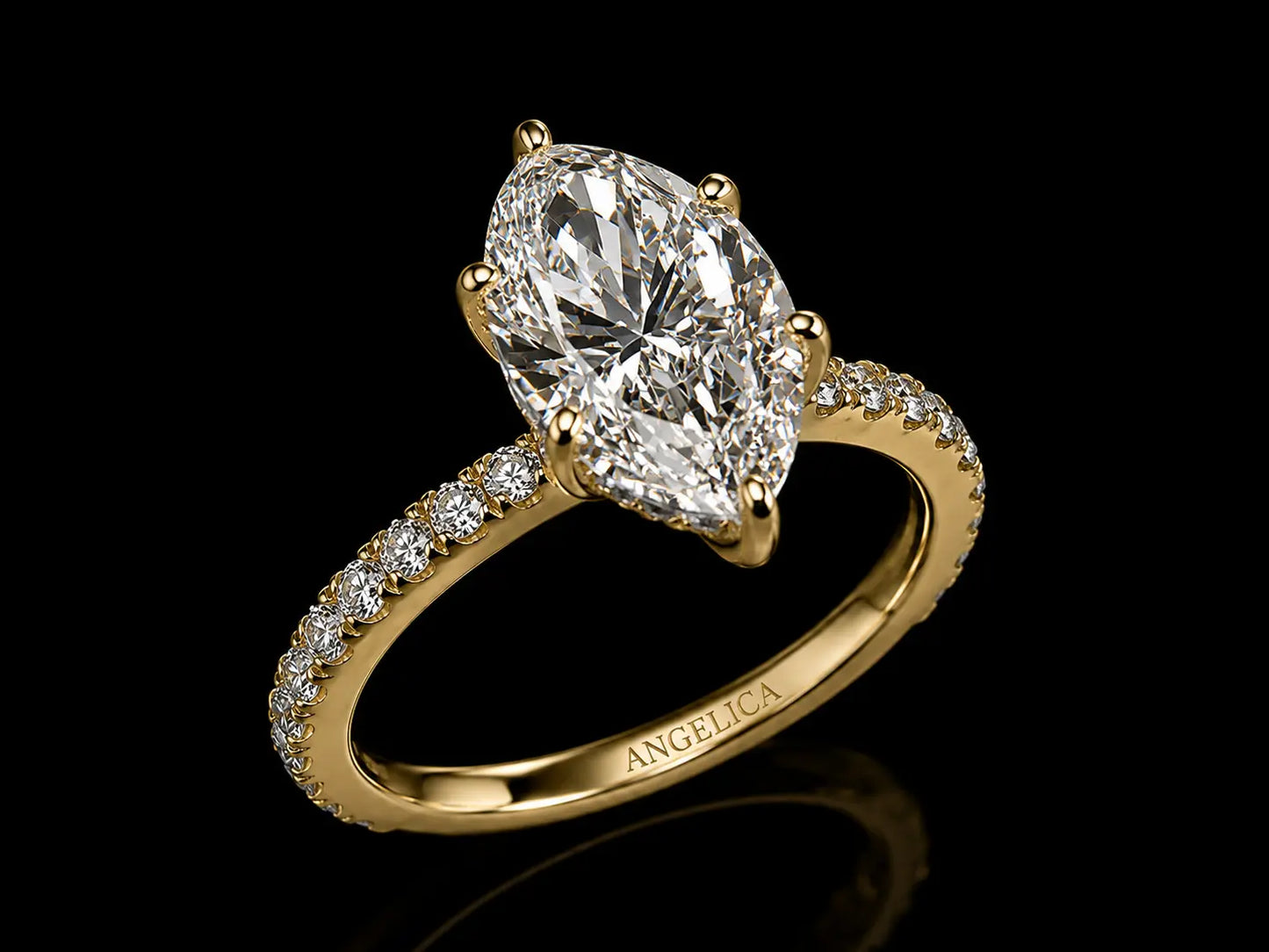 14K Yellow Gold Marquise Lab Diamond Engagement Ring – 2.99 CTW Angelica Jewellers