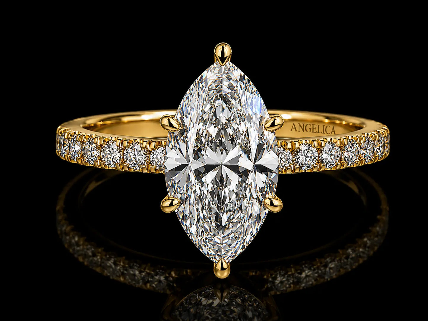 14K Yellow Gold Marquise Lab Diamond Engagement Ring – 2.99 CTW Angelica Jewellers
