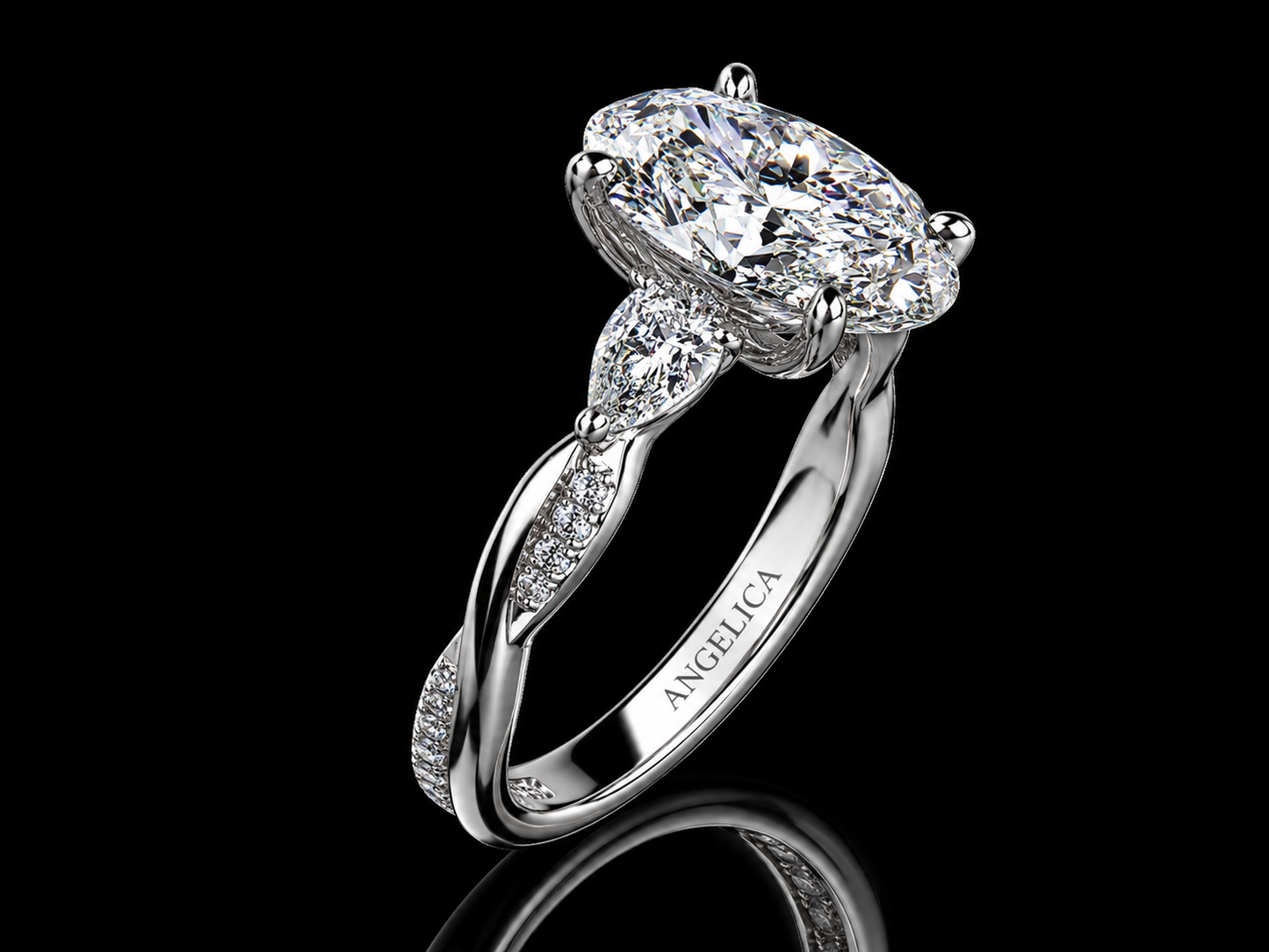 14K White Gold Art Deco Lab Diamond Engagement Ring – 3.54 CTW Emerald Cut VVS2 F (Copy) (Copy) Angelica Jewellers