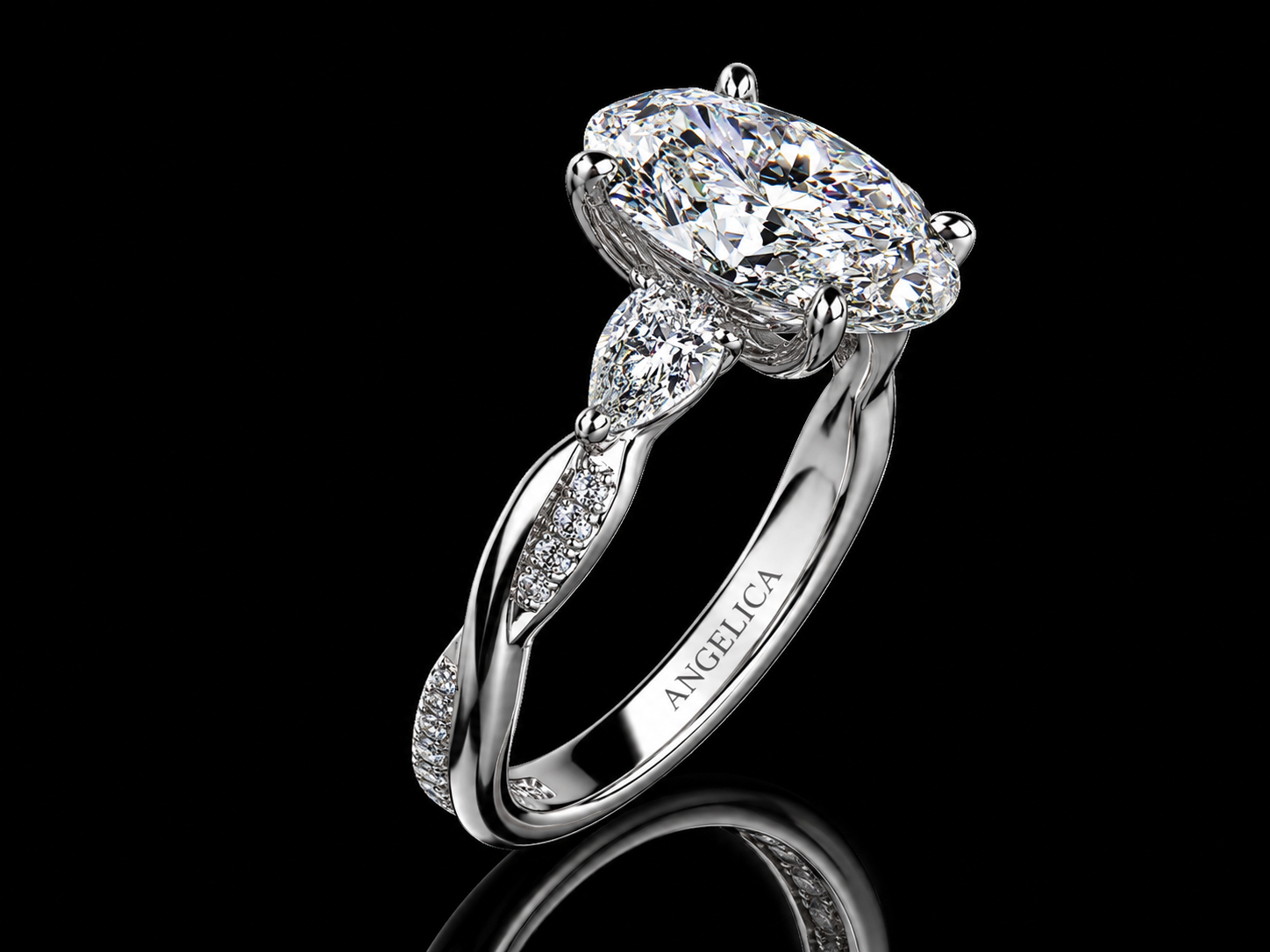 14K White Gold Art Deco Lab Diamond Engagement Ring – 3.54 CTW Emerald Cut VVS2 F (Copy) (Copy) Angelica Jewellers