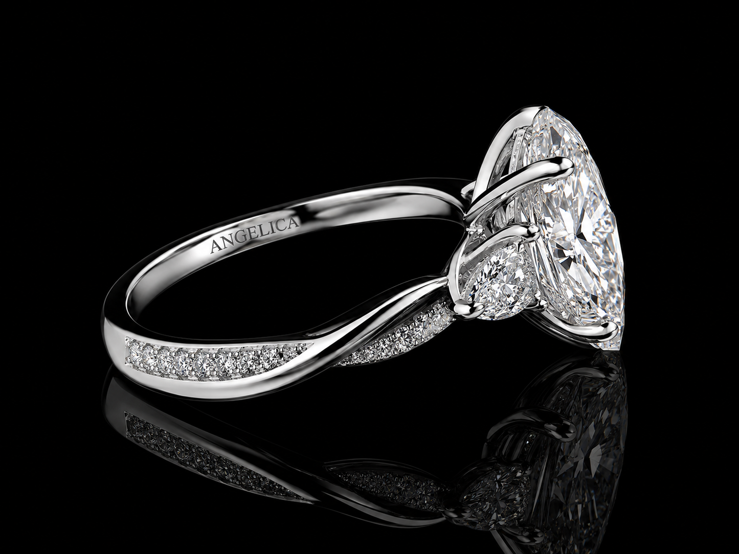 14K White Gold Art Deco Lab Diamond Engagement Ring – 3.54 CTW Emerald Cut VVS2 F (Copy) (Copy) Angelica Jewellers