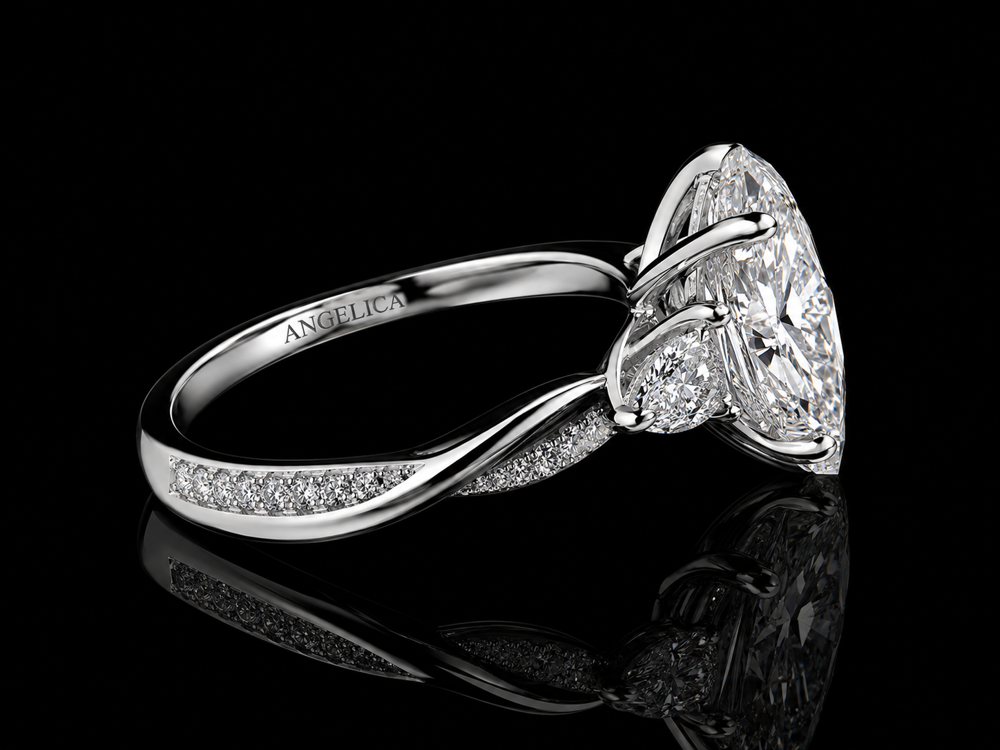 14K White Gold Art Deco Lab Diamond Engagement Ring – 3.54 CTW Emerald Cut VVS2 F (Copy) (Copy) Angelica Jewellers