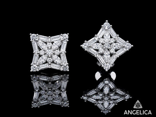14K WHITE GOLD MARQUISE, ROUND AND BAGUETTE  VVS F+ DIAMOND Angelica Jewellers