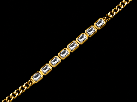 14K Yellow Gold Emerald-Cut White Topaz Bracelet Angelica Jewellers
