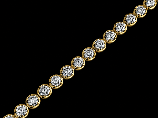14K Yellow Gold Natural Diamond Tennis Bracelet – 3.24 CTW VVS D–F | Signature Collection Angelica Jewellers