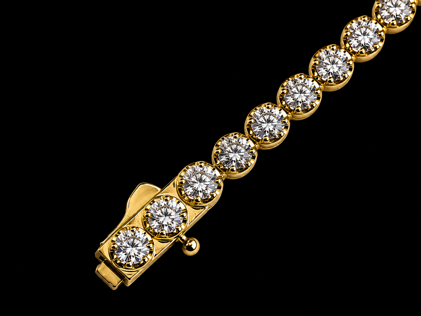 14K Yellow Gold Natural Diamond Tennis Bracelet – 3.24 CTW VVS D–F | Signature Collection Angelica Jewellers