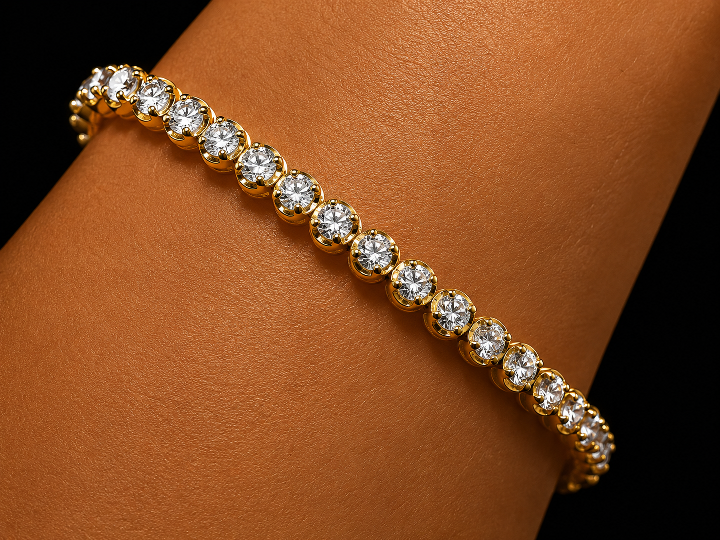 14K Yellow Gold Natural Diamond Tennis Bracelet – 3.24 CTW VVS D–F | Signature Collection Angelica Jewellers