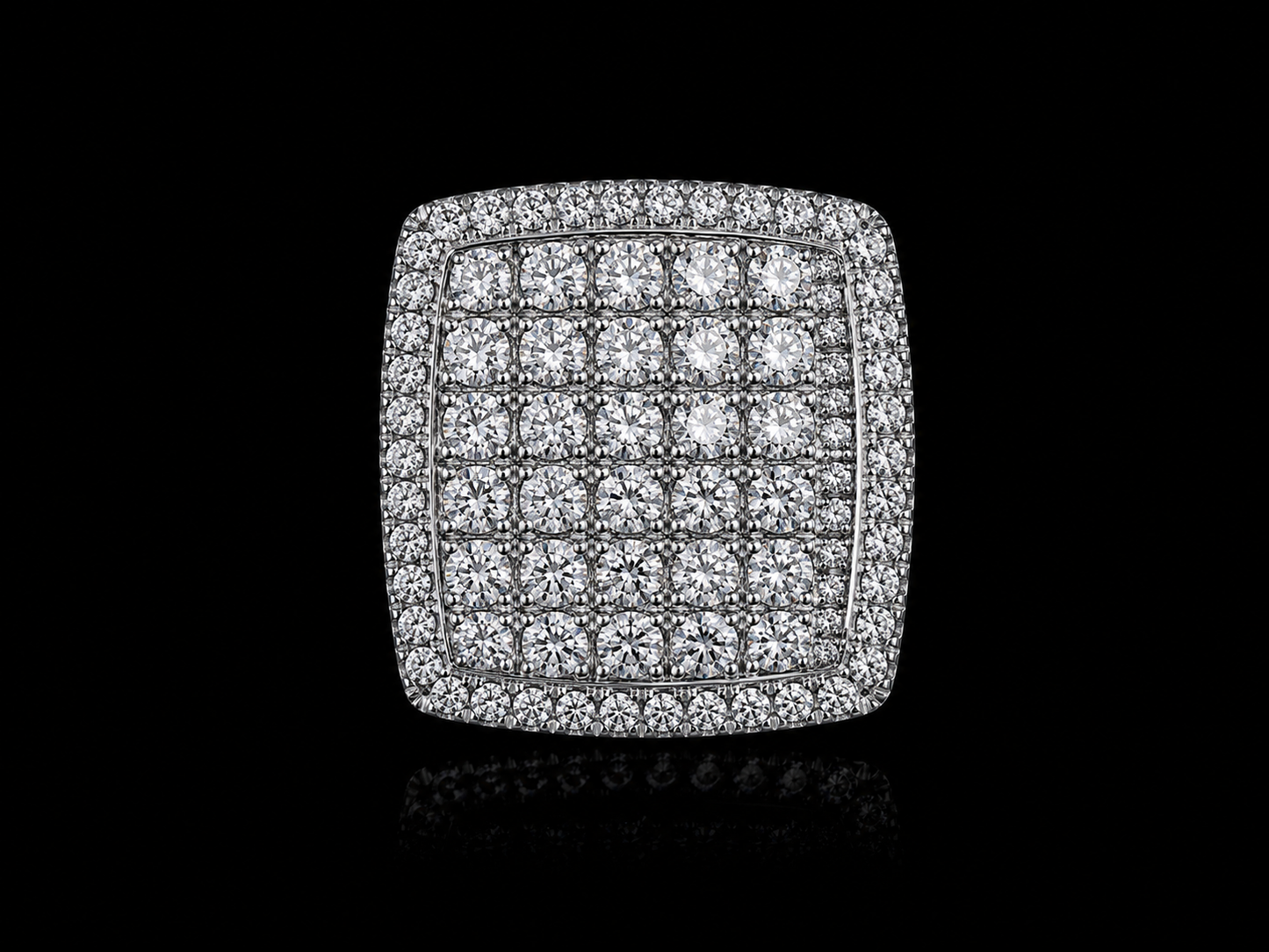 10K White Gold Diamond Signet Ring – 5.90 CTW