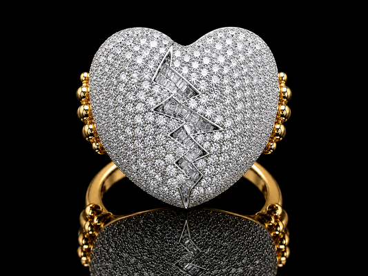 The New Klada Broken Heart Ring – 10K Two-Tone Gold Diamond Statement Ring | 5.87 CTW VVS F+ Diamonds
