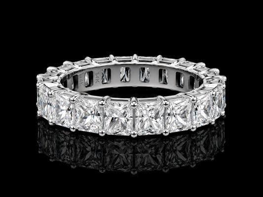 14K White Gold Shared Prong Lab-Grown Radiant Cut Full Eternity Band – 7.00 CTW