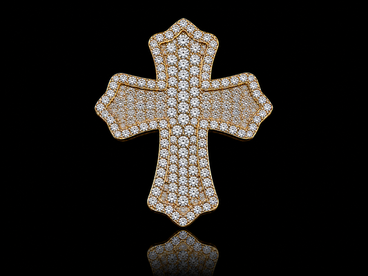 10K Yellow Gold Diamond Cross Ring – 1.79 CT SI G-H Diamond Statement Ring