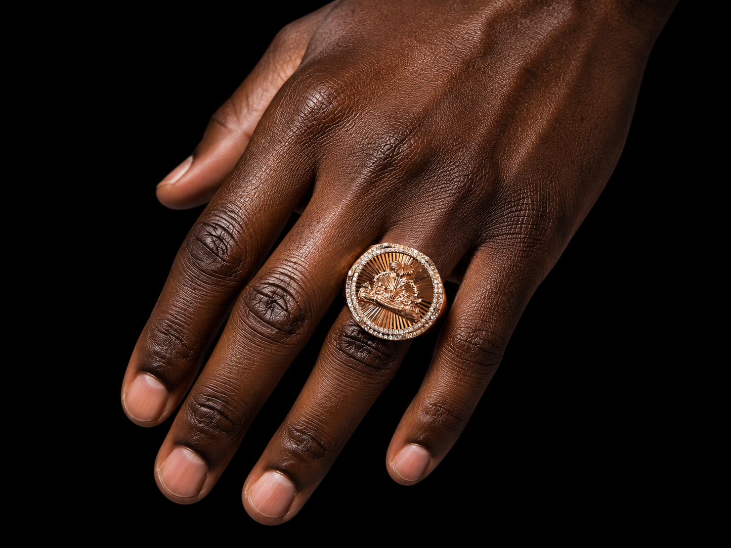 ANILLO DE ESLABONES CUBANOS DE ORO ROSA DE 10 K Y 15 MM, 3,30 CT DE DIAMANTES EN VVS F+
