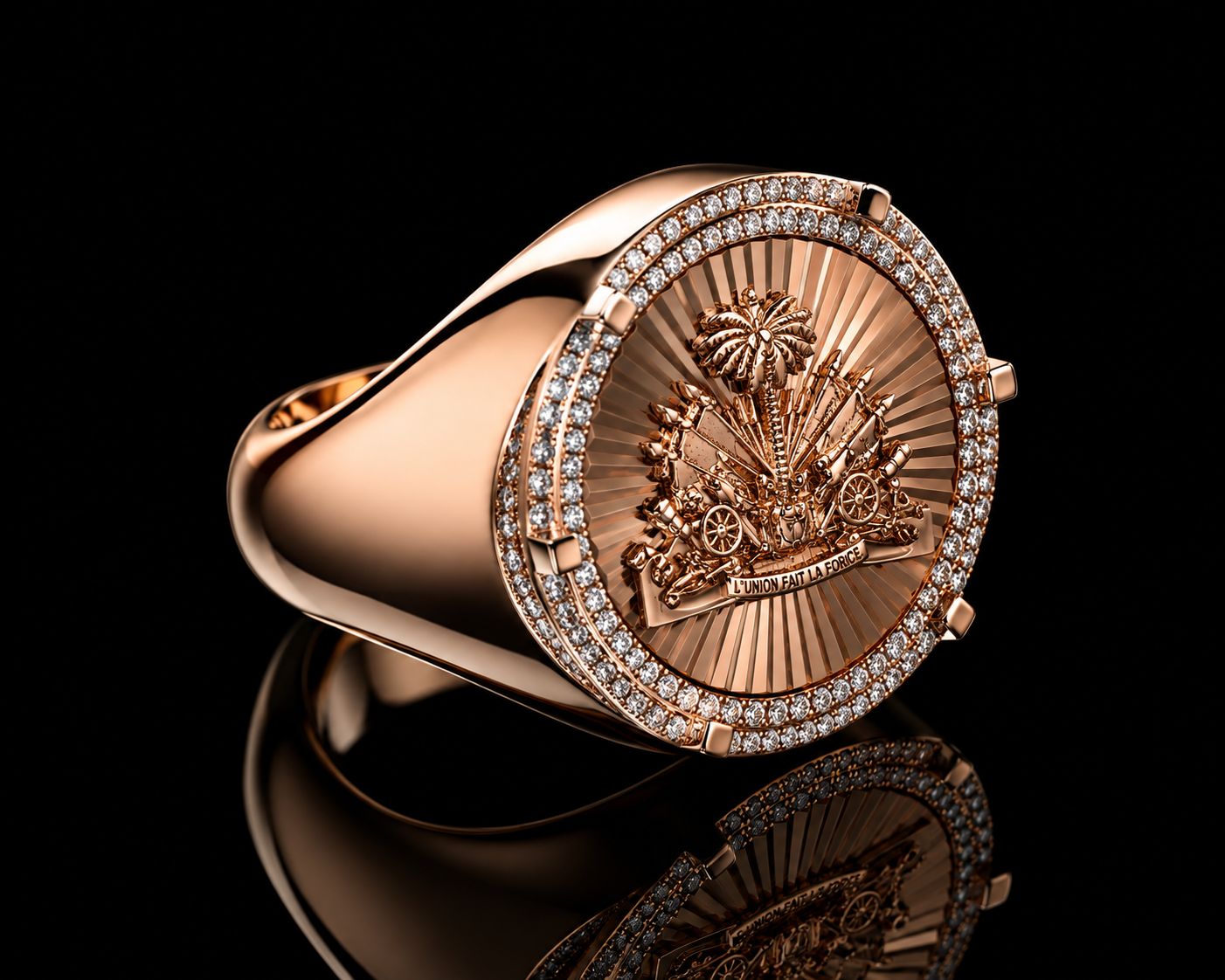 ANILLO DE ESLABONES CUBANOS DE ORO ROSA DE 10 K Y 15 MM, 3,30 CT DE DIAMANTES EN VVS F+