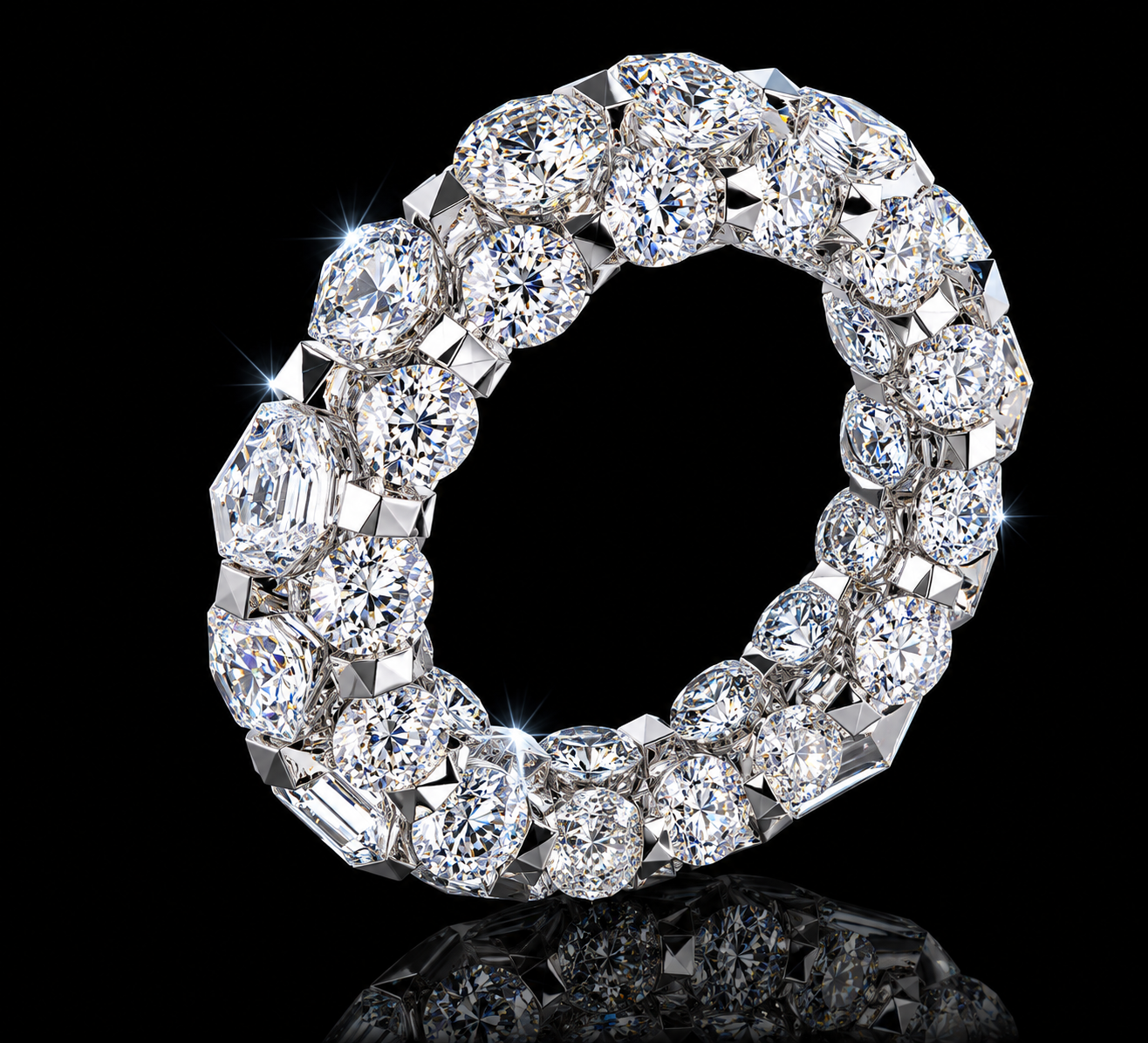 17CT Lab Diamond Inside-Out Eternity Band Ring in 10K White Gold | VS–VVS F+ Color | 6MM