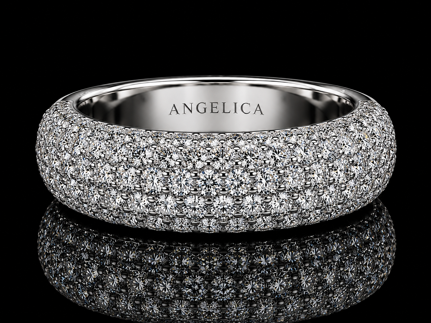 Angelica Signature 10K White Gold Diamond Band Ring – 3.75 CT VVS F+ Natural Diamonds | 7mm Luxury Eternity Band Angelica Jewellers