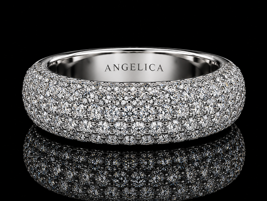 Angelica Signature 10K White Gold Diamond Band Ring – 3.75 CT VVS F+ Natural Diamonds | 7mm Luxury Eternity Band