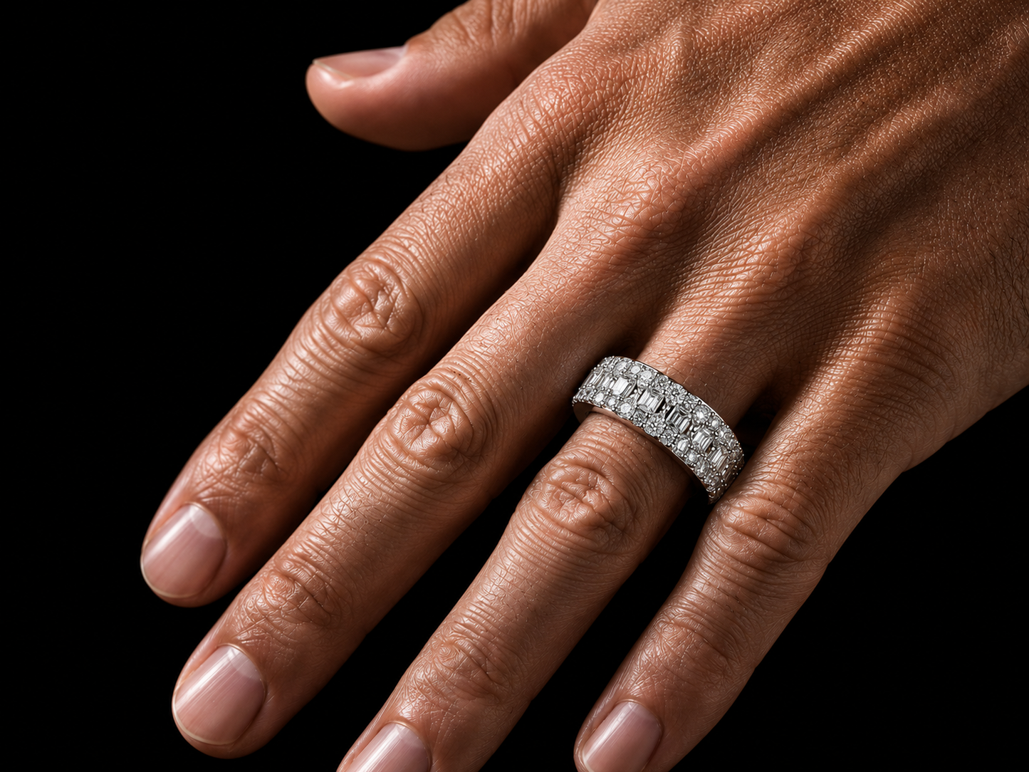 Signature Collection 10K White Gold Diamond Band Ring – 6.38 CT VVS F+ Diamonds | 8MM Angelica Jewellers