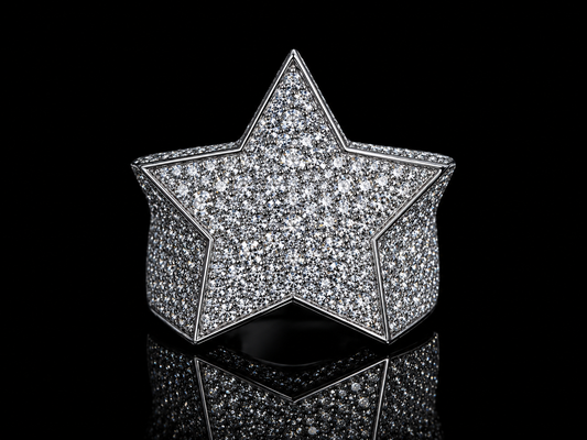 BAGUE ÉTOILE EN OR BLANC 10K 3,95CT DE DIAMANTS EN VVS F+