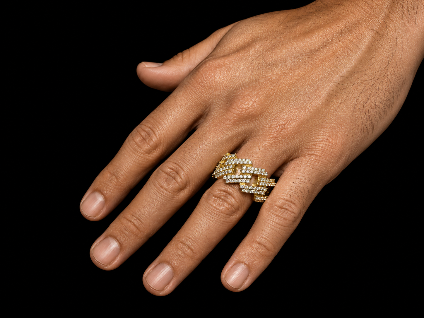 10K Yellow Gold Cuban Link Diamond Ring – 1.40 CT VVS F+ Natural Diamonds Angelica Jewellers