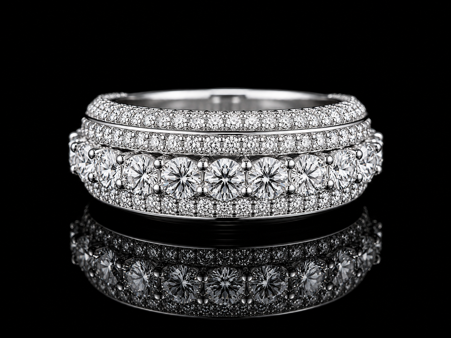 10K White Gold Diamond Band Ring – 3.40 CT VVS F+ Natural Diamonds Angelica Jewellers