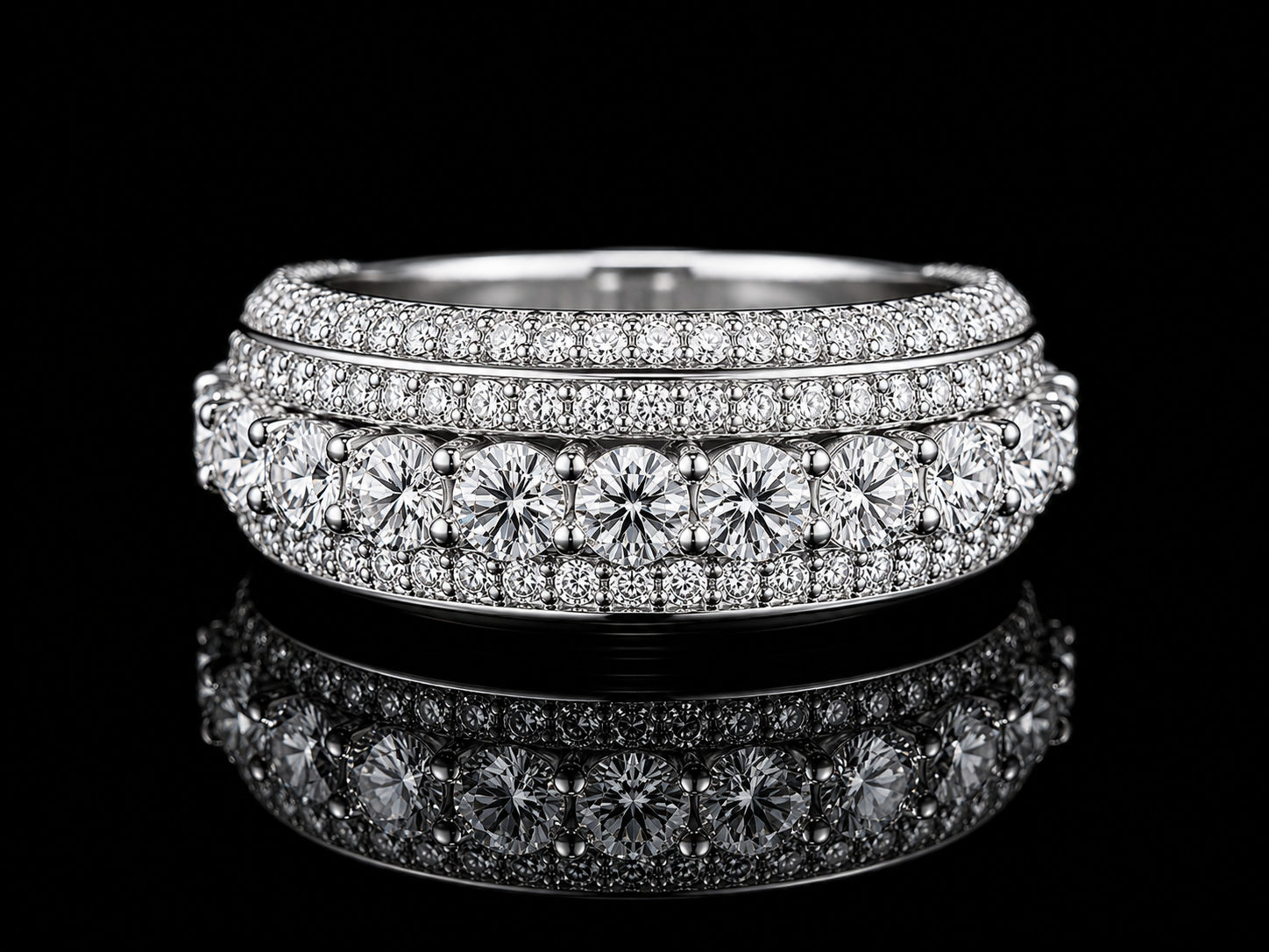 10K White Gold Diamond Band Ring – 3.40 CT VVS F+ Natural Diamonds Angelica Jewellers