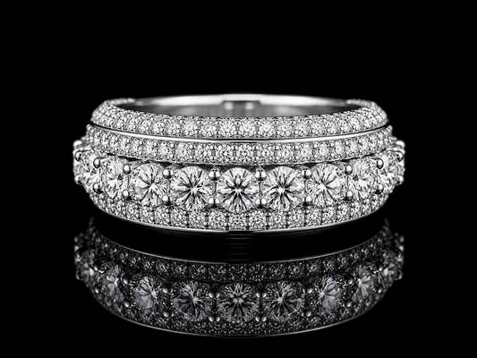ANNEAU EN OR BLANC 10K 3,40CT DE DIAMANTS EN VVS F+