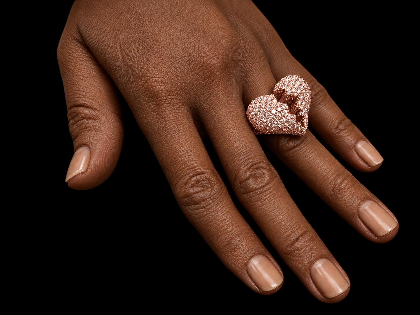 14K ROSE GOLD DIAMONDS BROKEN HEART RING 8.86CT OF DIAMONDS Angelica Jewellers
