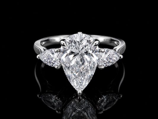 BAGUE DE FIANÇAILLES EN OR BLANC 14K FORME POIRE 2,15 CT