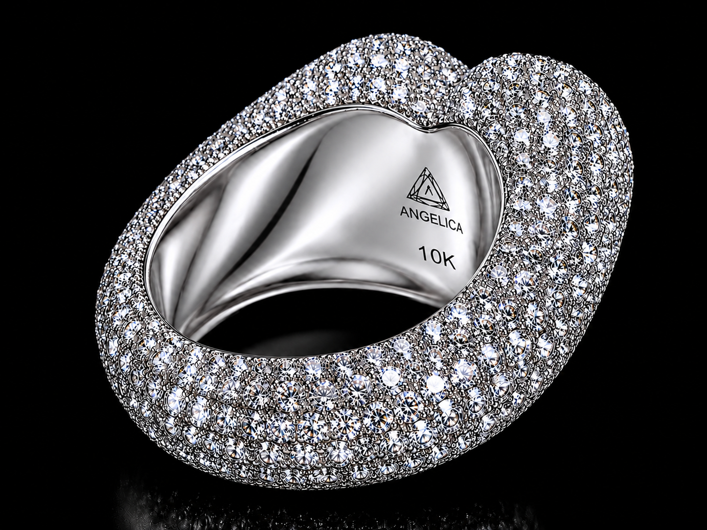 ANILLO CORAZÓN ORO BLANCO 10K 6,40CT DE DIAMANTES EN VVS F+