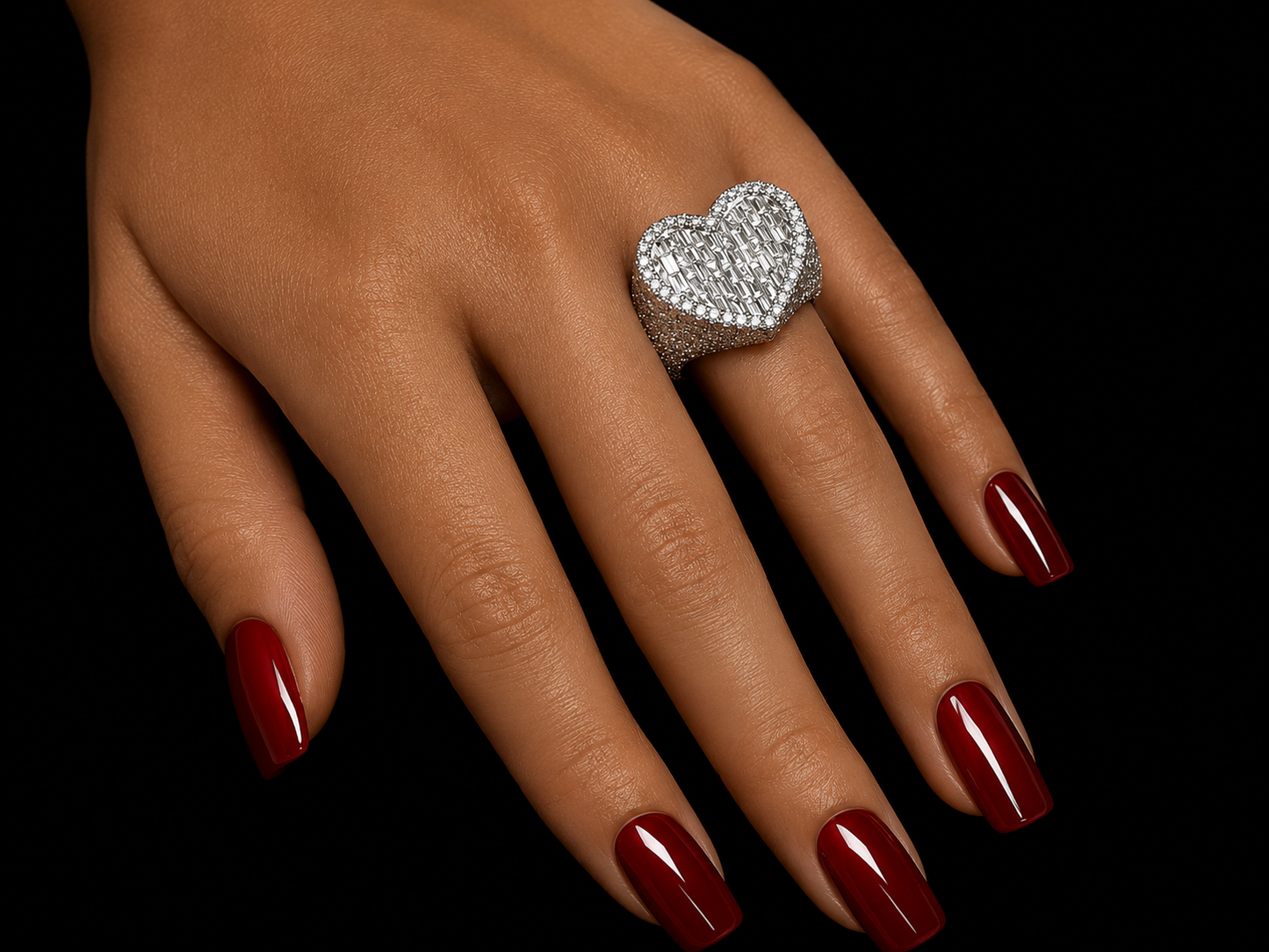 10K White Gold Heart Ring – 6.40 CTW VVS F+ Diamond Ring Angelica Jewellers