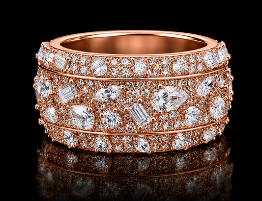 ANNEAU EN OR ROSE 10K SERTI DE 2,80 CT DE DIAMANTS EN VVS F+ 