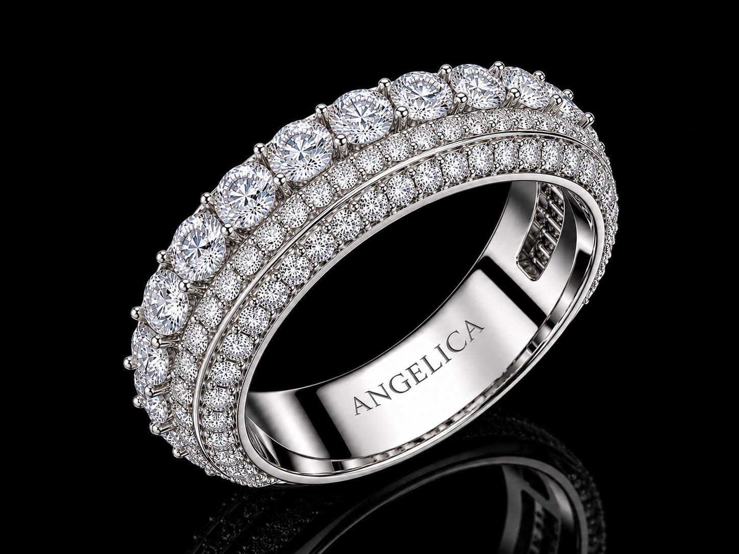 10K White Gold Diamond Band Ring – 3.40 CT VVS F+ Natural Diamonds Angelica Jewellers
