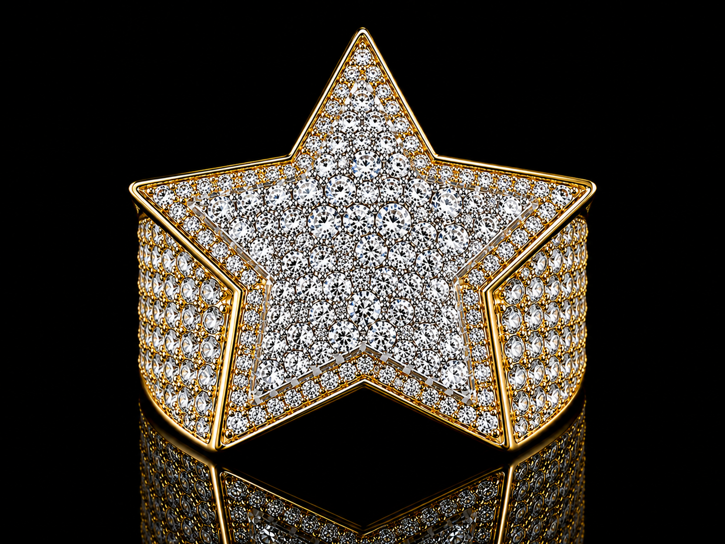 Jumbo 5 Star Diamond Ring 14K Yellow &amp; White Gold – 6.41 CT Natural Diamonds VS Clarity F-G Color | 30x27mm Bold Statement Ring
