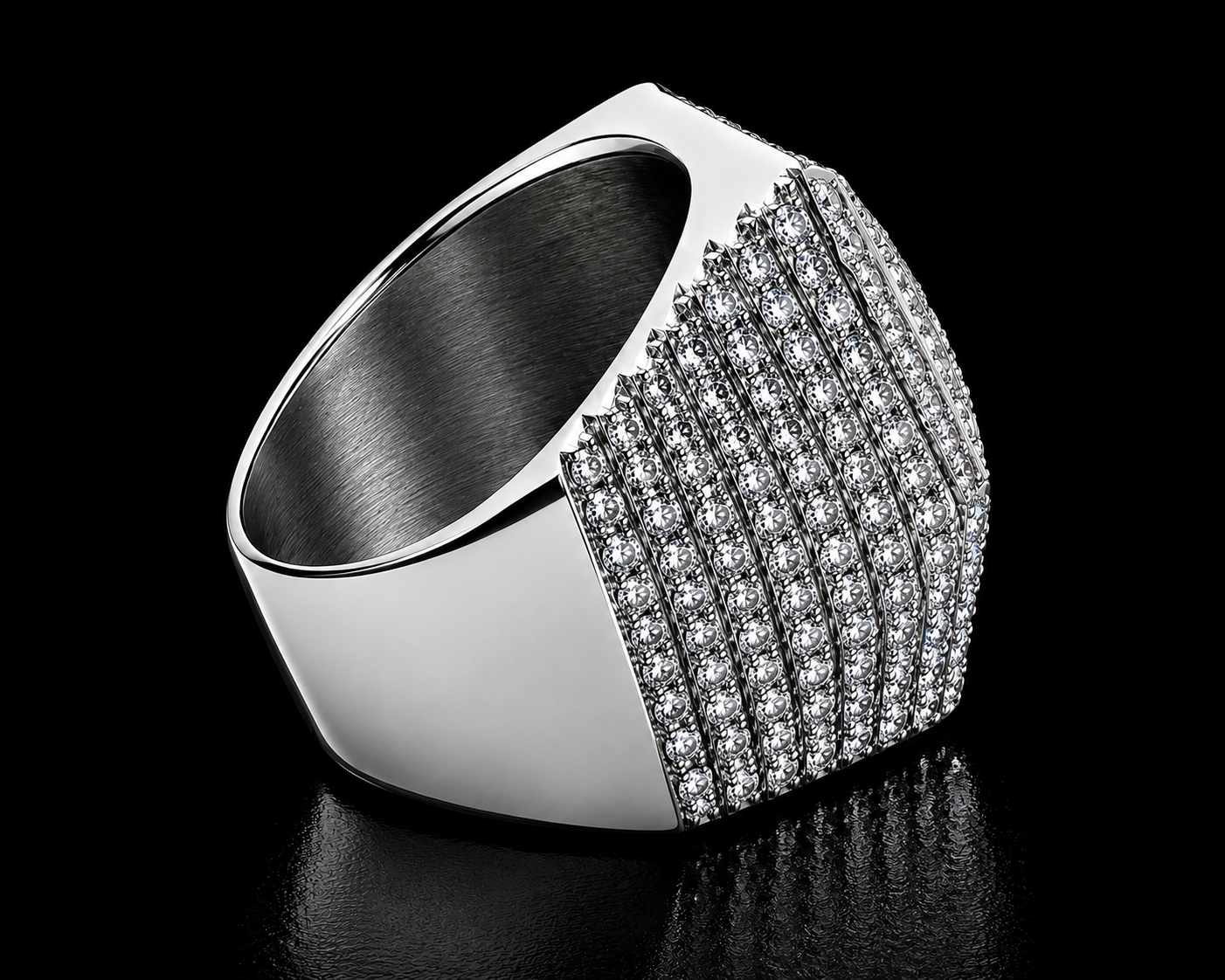 6 CT VVS F+ Signature Octagonal Diamond Ring | 27 × 23 mm Bold Honeycomb Pavé Setting